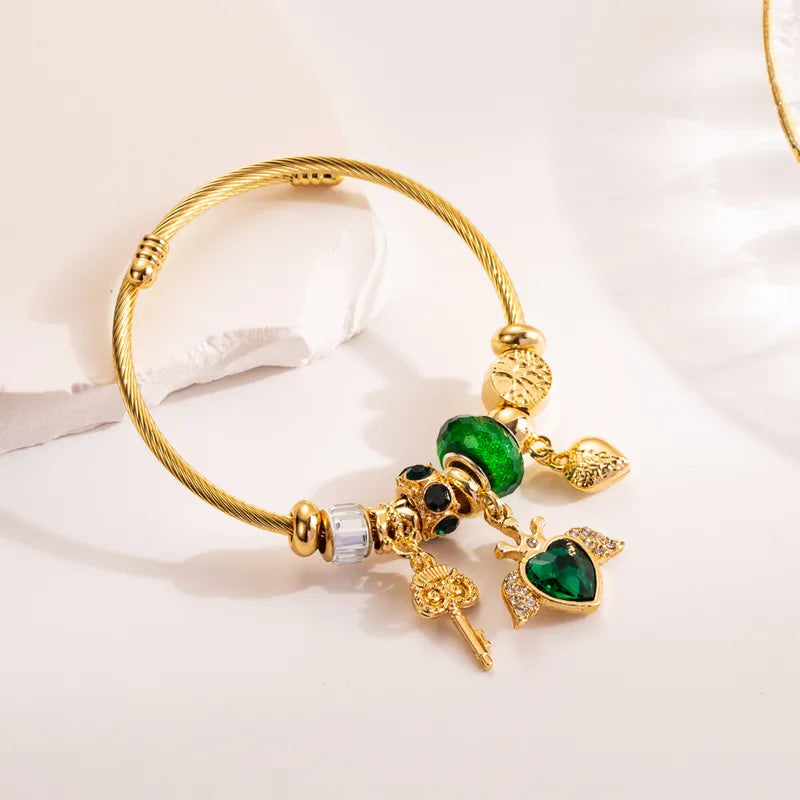 Bracelets cœur de pierre vert