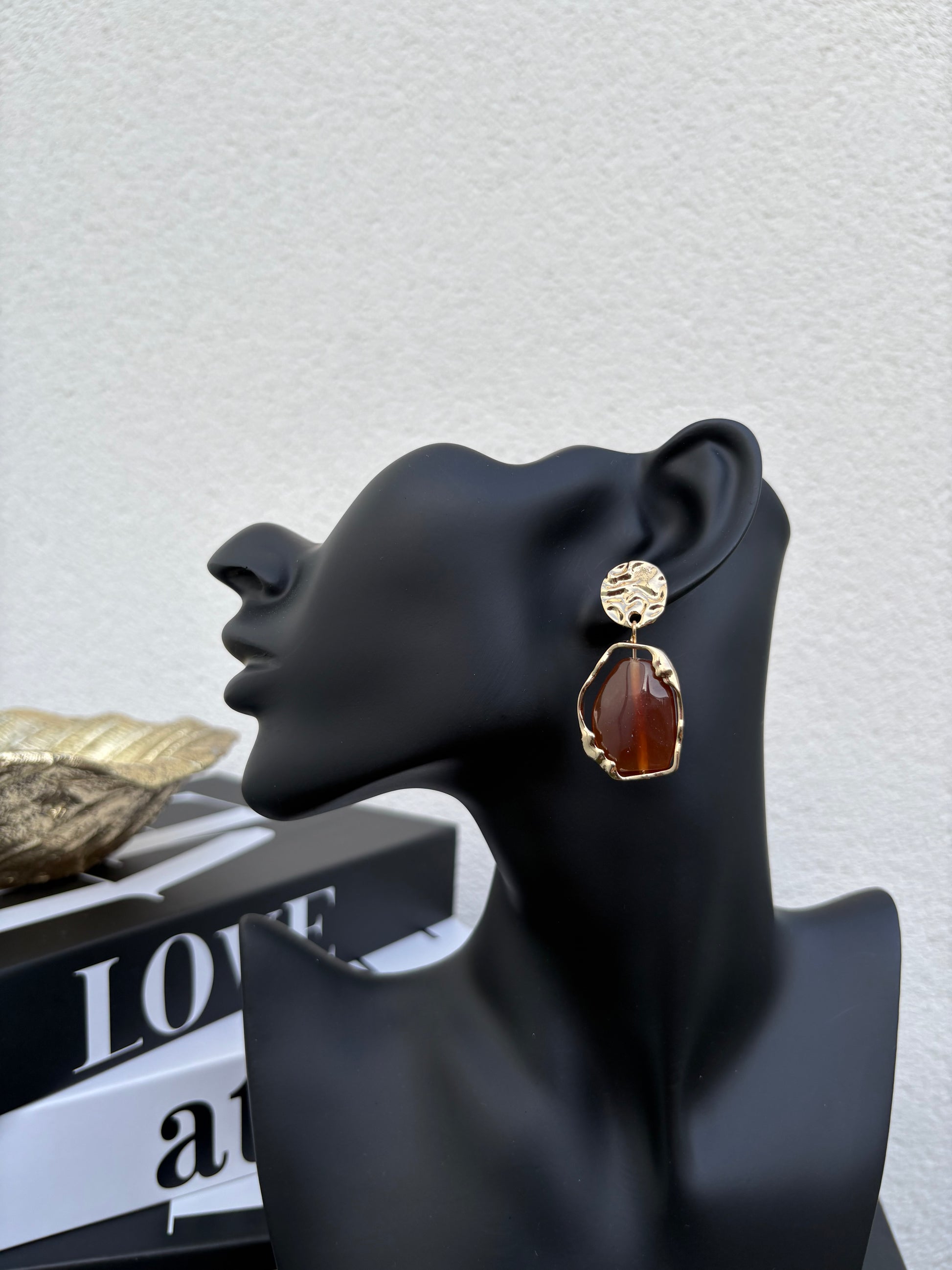 Boucle d'oreille ambre d'automne