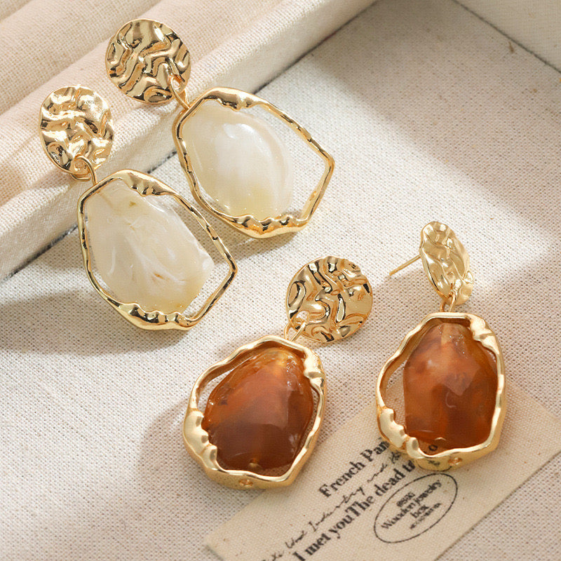 Boucle d'oreille ambre d'automne
