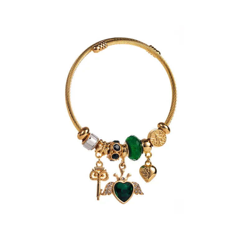 Bracelets cœur de pierre vert