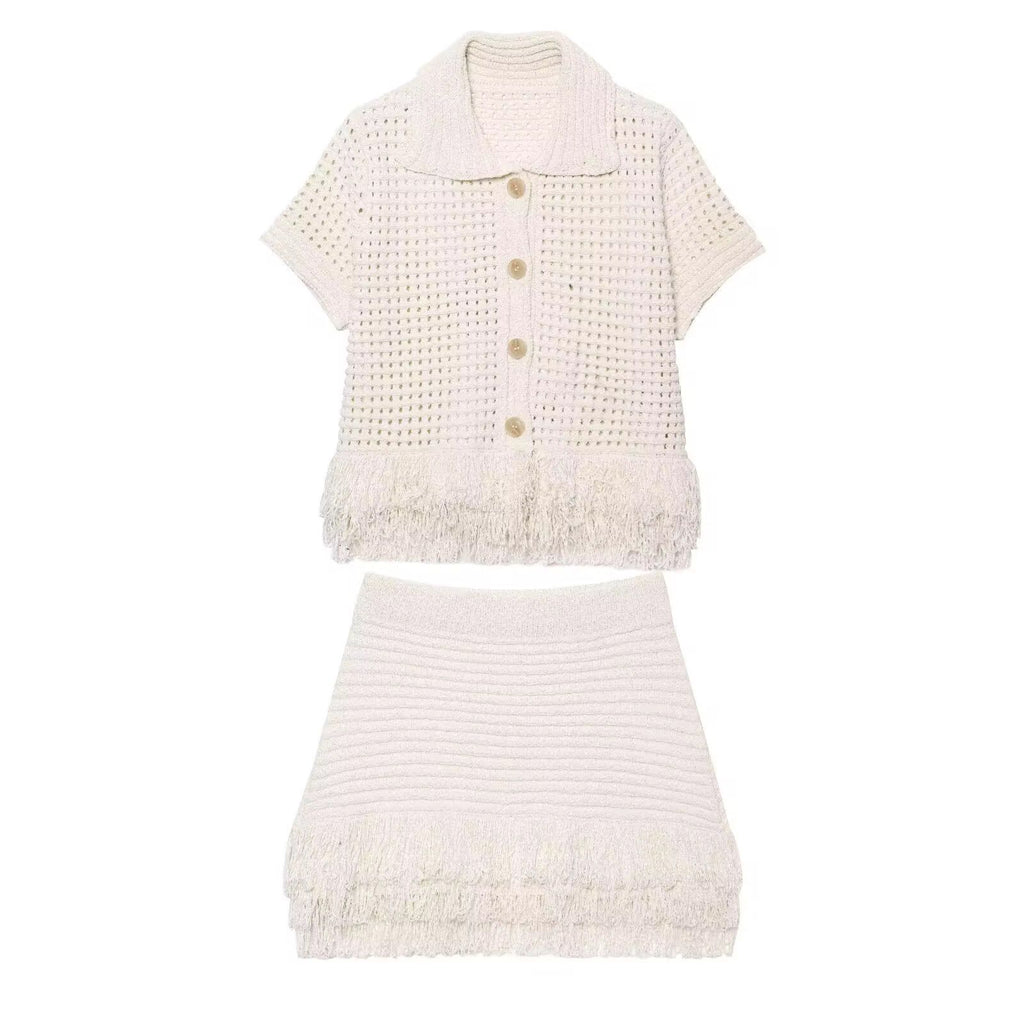 Ensemble jupe et chemise en maille MARBELLA