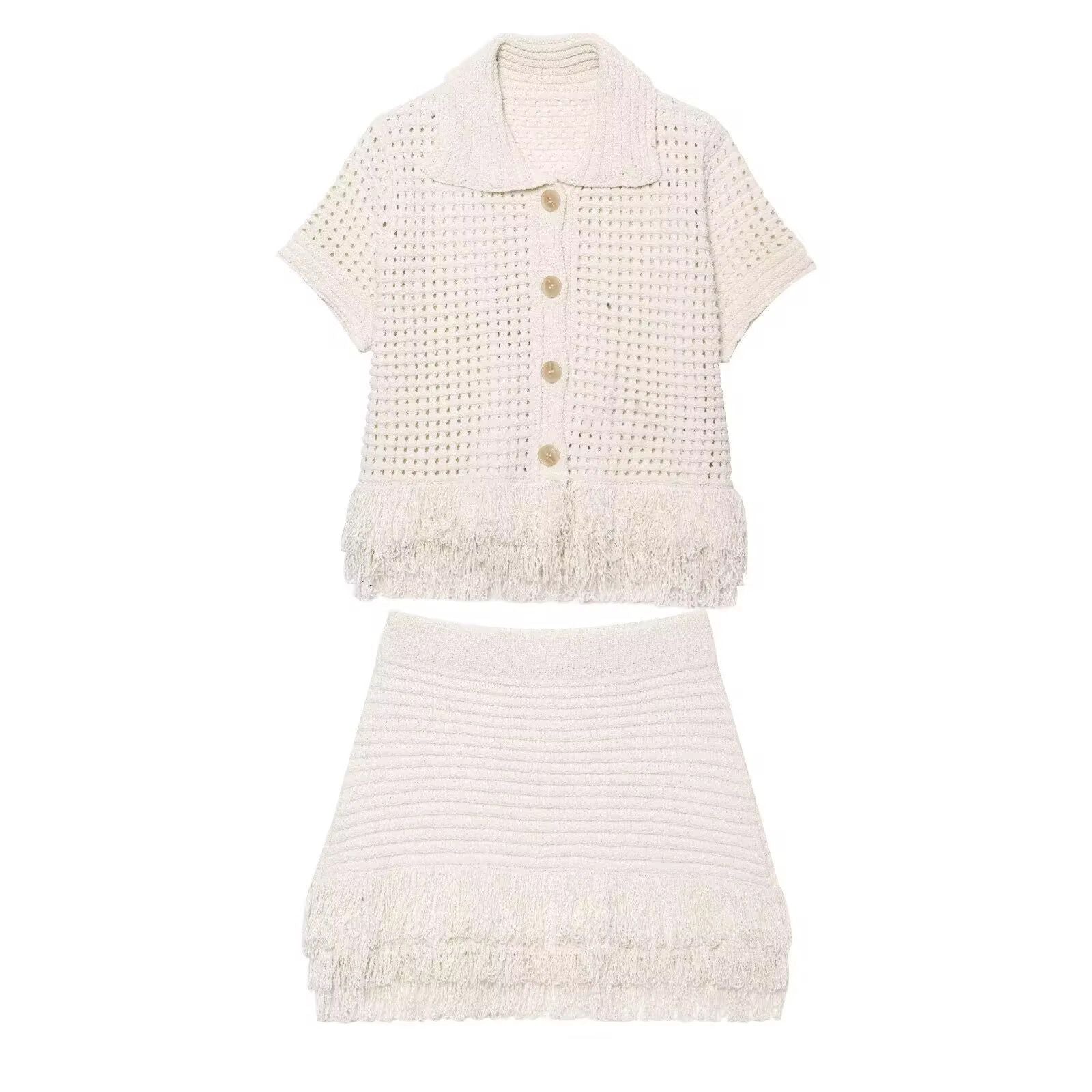 Ensemble jupe et chemise en maille MARBELLA