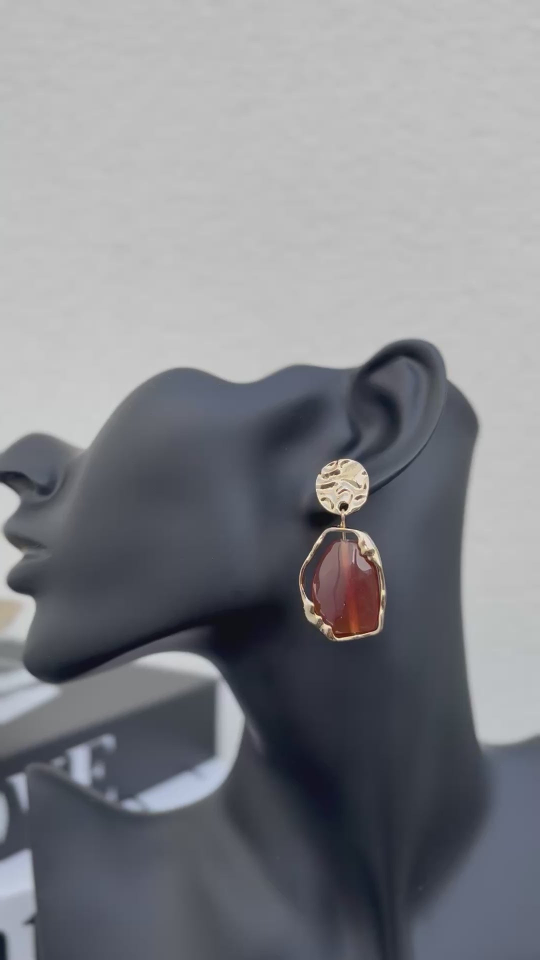 Boucle d'oreille ambre d'automne